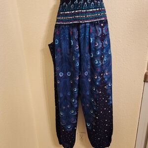 One Tribe Peacock Print Boho Pants